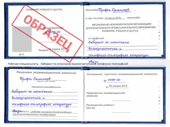 Обучение Лаборант по испытанию высокочастотной и телефонно-телеграфной аппаратуры связи