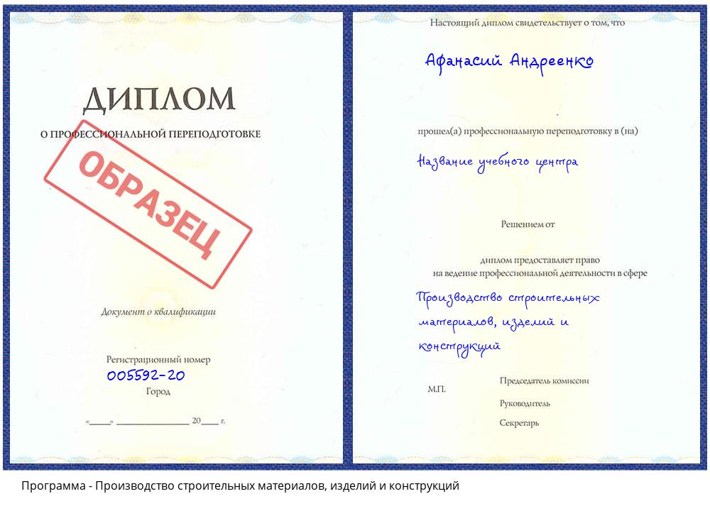 Производство строительных материалов, изделий и конструкций Рассказово