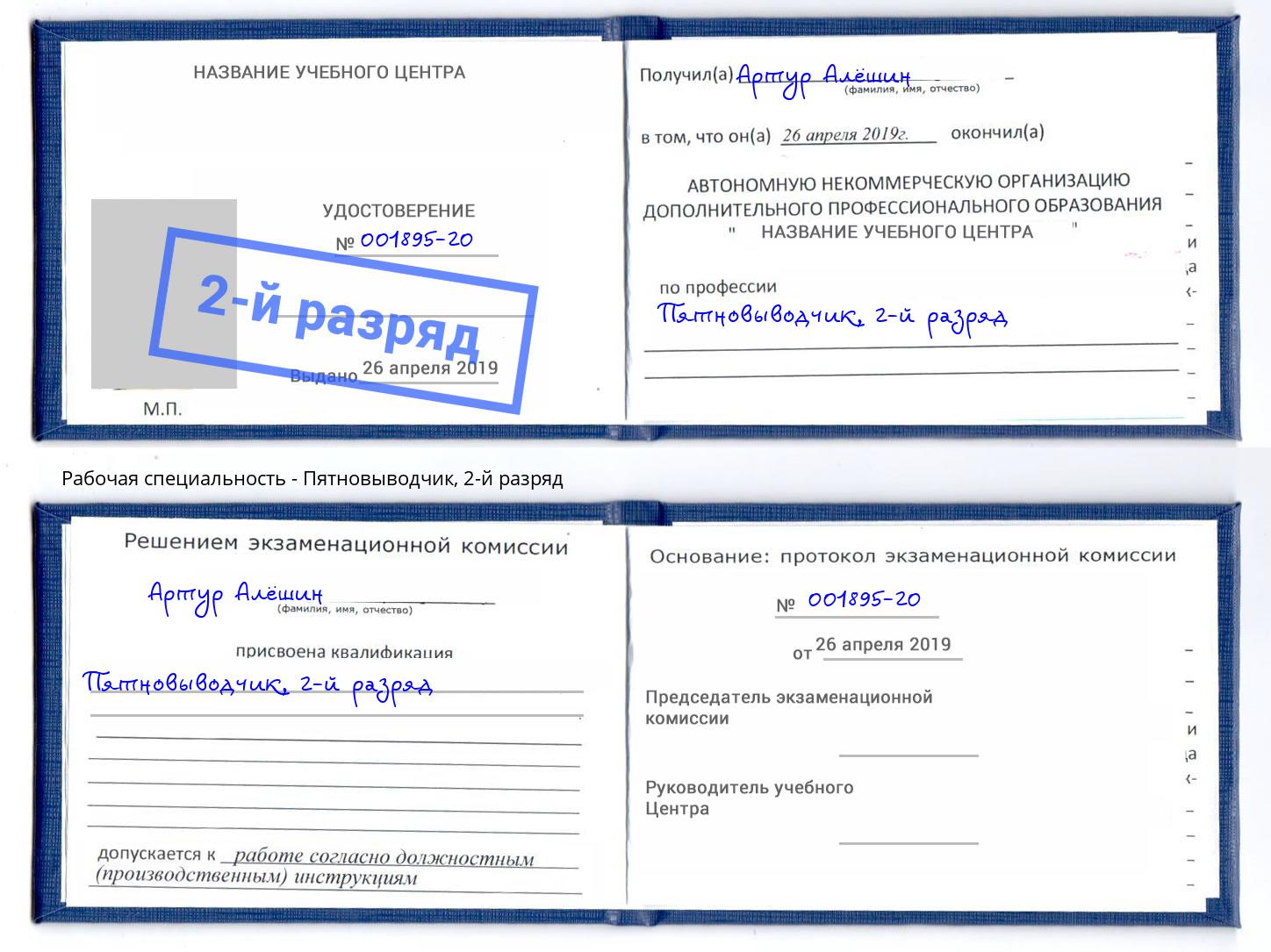 корочка 2-й разряд Пятновыводчик Рассказово
